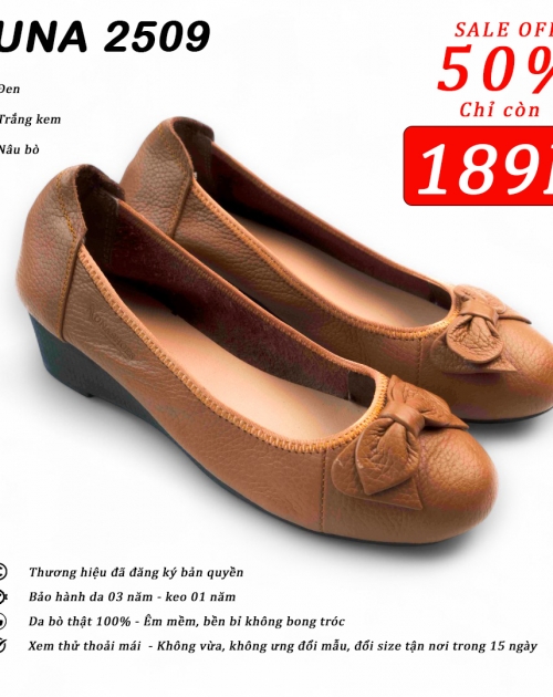 Giày đế xuồng da bò LUNASHOES 2509