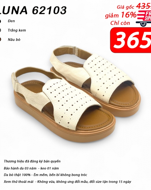 Dép Sandal nữ da bò LUNASHOES 62103