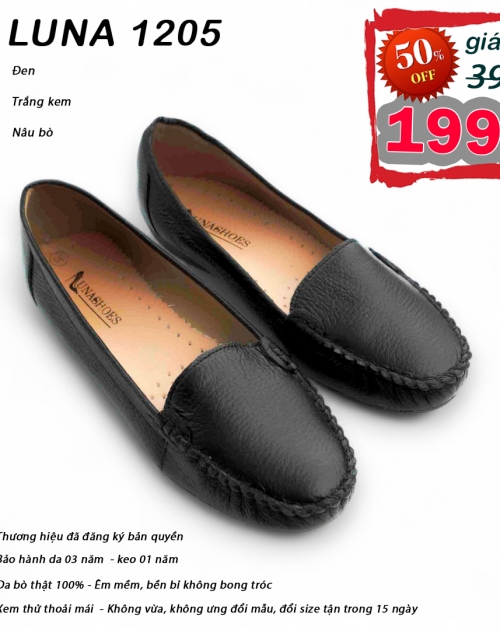 Giày bệt nữ da bò LUNASHOES 1205