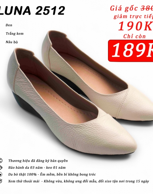 Giày đế xuồng da bò LUNASHOES 2512