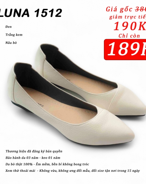 Giày đế xuồng da bò LUNASHOES 1512